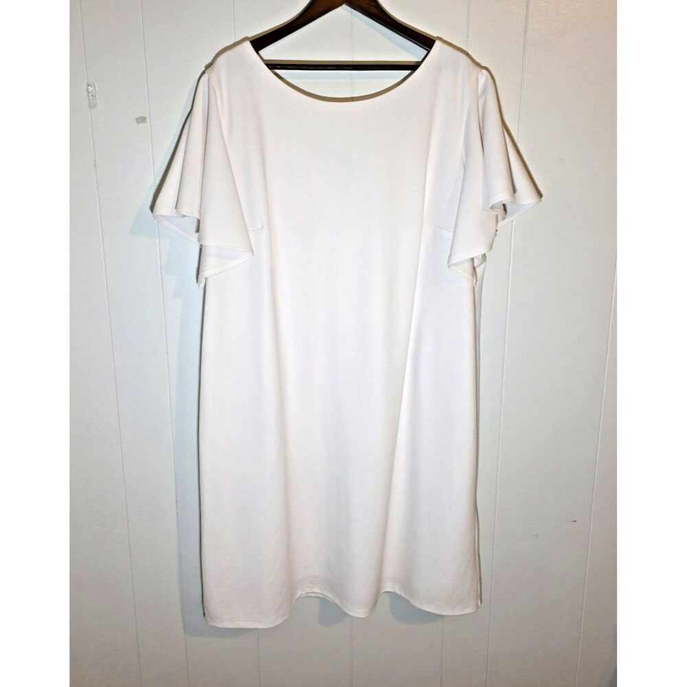 Womens Plus Size 26W Pinkish White Dress with Butterfly Sleeves and is lined